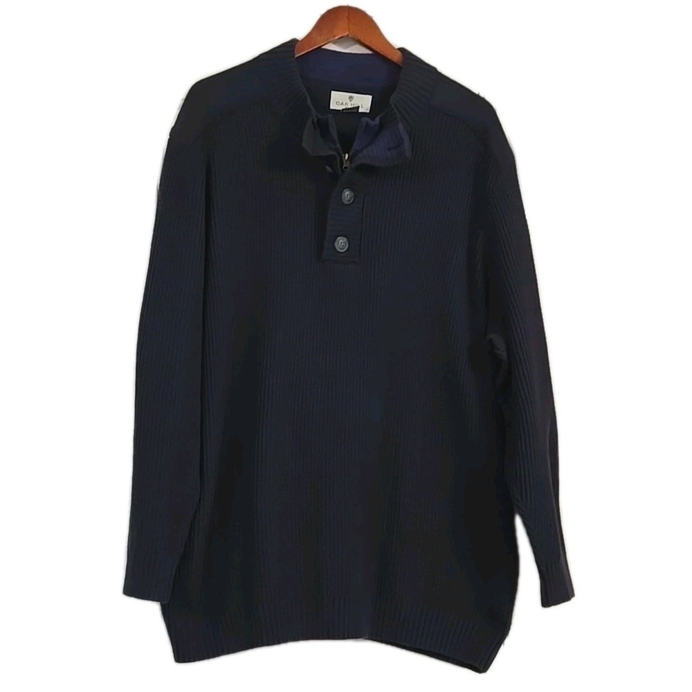 Oak‎ Hill Sweater Mens 4XL Blue Shawl Collar Long Sleeve Knit Pullover Cotton